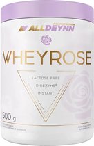 Alldeynn | WheyRose | White chocolate Raspberry | with pieces of Raspberry 500gr 16 doseringen | Lactose vrij | Instant | Digezyme | Spijsvertering Enzymen | Whey Proteïne | Whey Protein | Nutriworld