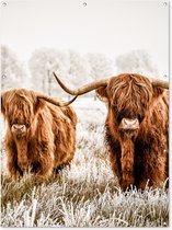 Muurdecoratie buiten Schotse hooglander - Koe - Dieren - 120x160 cm - Tuindoek - Buitenposter