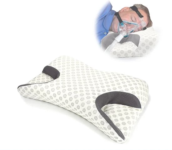 kussen Cpap ergonomique - 50X30CM - oreiller - apnée - dormeur latéral - mousse à mémoire de forme - mousse à memory - BLANC