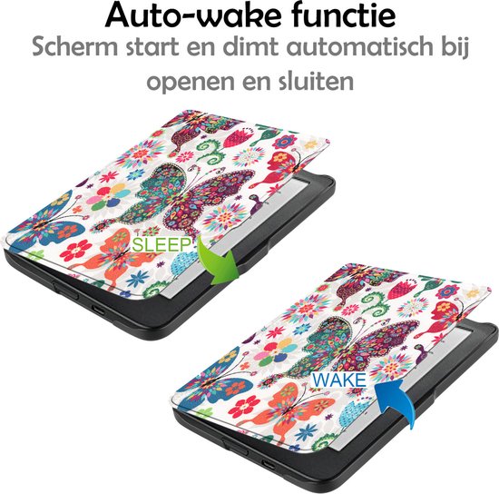 Hoesje Geschikt voor Kobo Clara HD Hoes Bescherm Hoesje Case Sleep Cover Met Screenprotector - Hoes Geschikt voor Kobo Clara HD Hoesje - Vlinders van Hoesje  — afbeelding 3