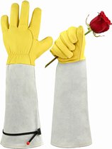 SHOP YOLO - Gants de jardin- avec protection avant-bras Long - Résistant aux épines - gris-jaune-L