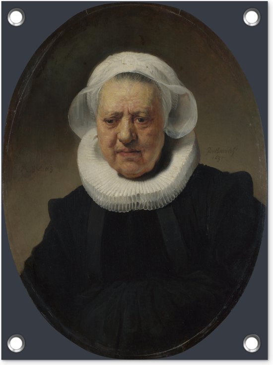 Tuin decoratie Portret van Aechje Claesdr - Rembrandt van Rijn - 30x40 cm - Tuindoek - Buitenposter