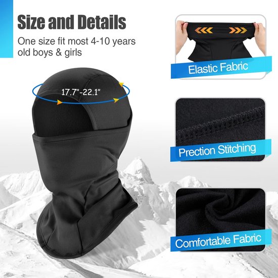Bivakmuts voor kinderen, winter, warm, winddicht, gezichtsmasker, skimasker, stormmasker voor jongens en meisjes, outdoor, sport, fietsen, skiën, fietsen