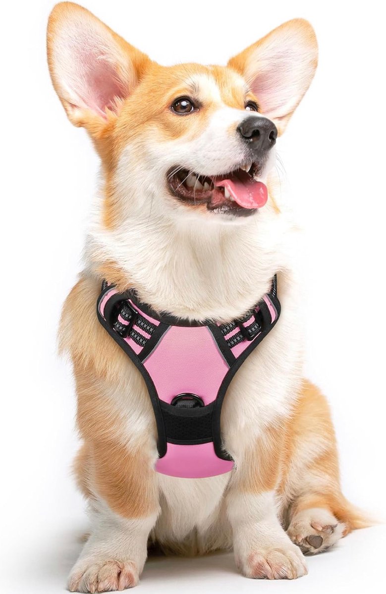 De Millennials - Hondentuig Harnas- Rose - Maat M - hondentuigje - Anti Pull - Borst Harnas - Geen pull - Veiligheidsharnas - pet care - controle hulpmiddel - Joggen - Hondenhalsbanden - uitlaten - zinnelijk - doggy- reflecterend - honden