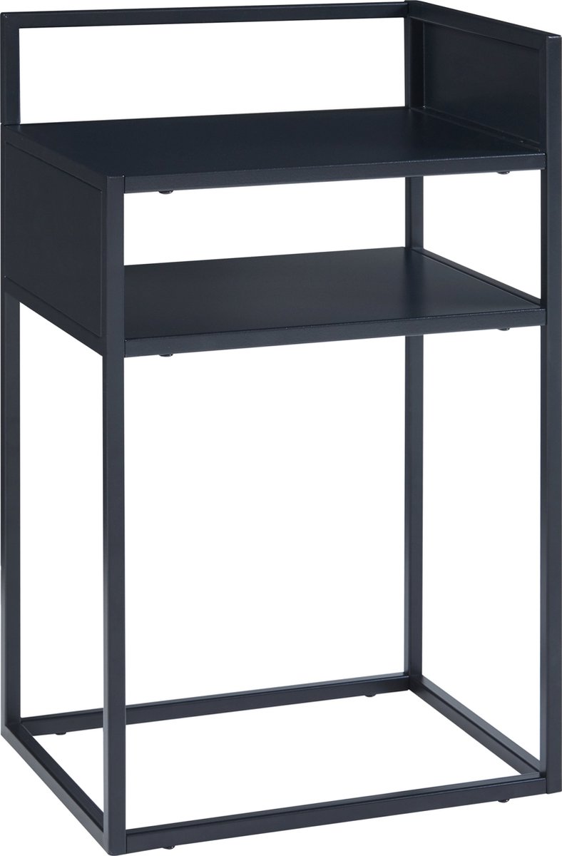 Bijzettafel Riihimäki met plank 65x40x30 cm zwart mat