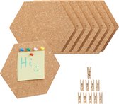 Tableau d'affichage en liège Relaxdays - hexagon - lot de 6 - tableau d'affichage - tableau mémo - bureau - mini