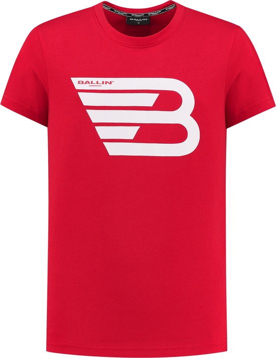 Ballin Amsterdam - Jongens Slim fit T-shirts Crewneck SS - Red - Maat 16