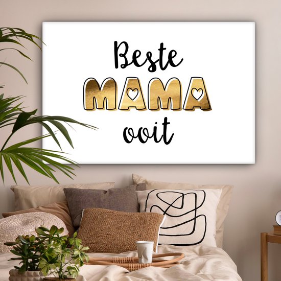 Toile Peinture Proverbes - Maman - Best mommy ever - Citations - 140x90 cm - Décoration murale