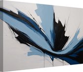 Minimalistische scene van blauw en zwart schilderijen - Abstract expressionisme wanddecoratie - Schilderijen canvas Moderne kunst - Muurdecoratie klassiek - Muurdecoratie canvas - Kantoor accessoires 90x60 cm