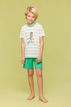 Woody pyjama jongens/heren - groen gestreept - leeuw - 241-10-PSS-S/910 - maat 116