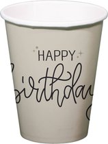 Folat - Crème noir bekers happy birthday - 8 stuks - 250 ml