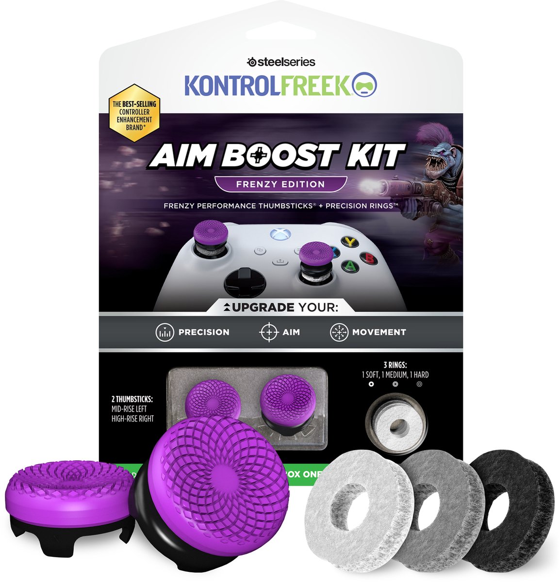KontrolFreek Frenzy AimBoost Thumbsticks + Precision Rings Paars/Zwart Xbox