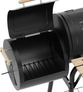 Uniprodo - Grill met roker - ijzer/hout - 2 kamers - 2 planken - Royal Catering