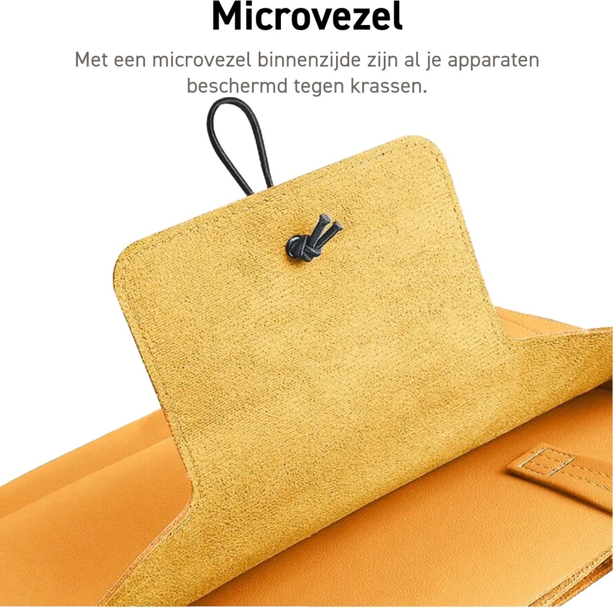 Laptoptas 14-16 inch vegan leer splashproof met 3 vakken elastieksluiting MacBook Dell HP Acer Lenovo Asus Samsung - Afbeelding 3