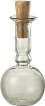J-Line Rond Lang fles en kurk - glas & hout - transparant - woonaccessoires