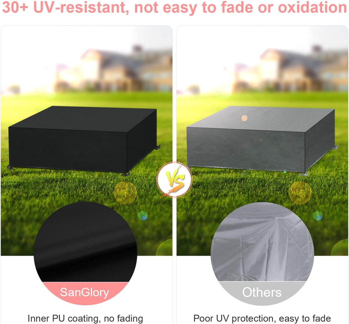 HNKDKJ Housse De Protection Salon De Jardin 160x60x100cm/L X L X H Rectangulaire Tissu Oxford 420D Résistant Housse De Table Jardin Imperméable D'hivernage Bache Protection Salon De Jardin