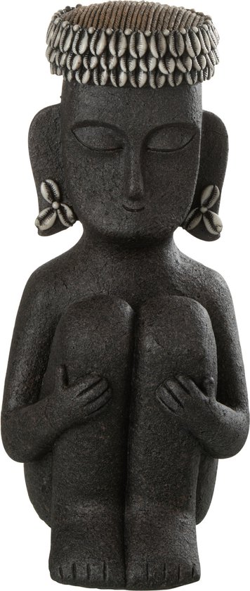 J-Line figuur Standbeeld Etnisch - steen/resine - zwart - small