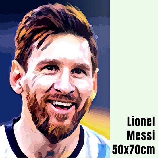 Allernieuwste.nl® Canvas Schilderij Lionel Messi (Leo) Profvoetballer / Legende - 50 x 70 Kleur
