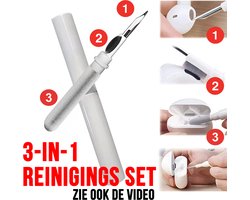 Allernieuwste Apple Airpods Schoonmaakset 3-in-1 Pen - Air Pod Oordopjes Reinigen Schoonmaken - Airpod Reinigingset - Oortjes Ontsmetten - Wit