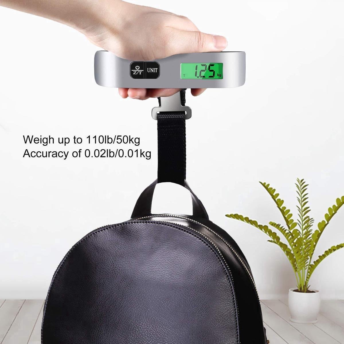 Digitale Bagageweegschaal 50kg / 110lbs met Thermometer - Draagbare Elektronische Kofferweegschaal voor Reizen