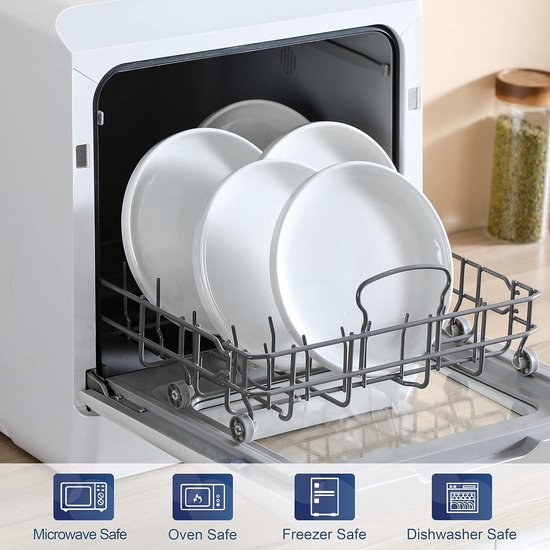 Witte borden schotelset voor dessert 8 inch borden set voor 6 ronde borden met lipranden keramische platen magnetron en vaatwasmachinebestendig borden set van Witt — afbeelding 5