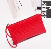 Lagloss® Fashion Bag Tas Mode - SET 3 STUKS Modische Mobiele Telefoon / Portemonnee Tasjes - Type Lil Bag - Imitatie Krokodil Clutch - SET Wit + Rood + Blauw - 19x11x2 cm