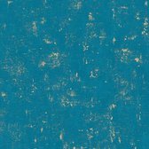 Pleister-look behang Profhome 230768-GU vliesbehang licht gestructureerd in shabby chic stijl glanzend blauw goud 5,33 m2