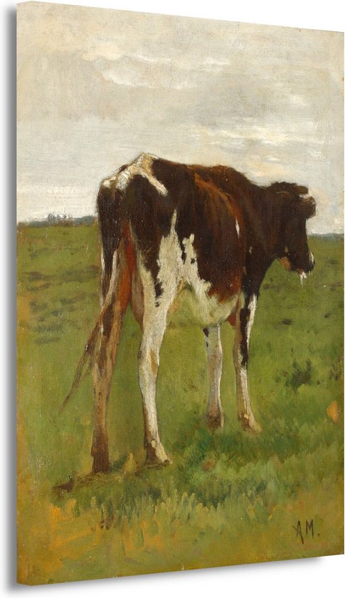 Studie van een kalf - Anton Mauve schilderij - Kalf schilderijen - Canvas schilderijen Dier - Klassieke schilderijen - Schilderijen op canvas - Wanddecoratie woonkamer 50x70 cm