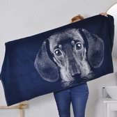 Teckel - hond - ruwharige teckel - handdoek - badhanddoek - rechthoek - katoen - 150x67cm