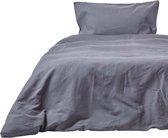 Homescapes Parure housse de couette en lin lavé et taie d’oreiller Gris – 150 x 200 cm