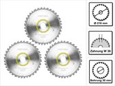 Festool universele cirkelzaagbladset 3x HW 216 x 30 x 2,3 mm B36 216 mm 36 tanden ( 3x 500124 )