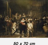 Allernieuwste.nl® Canvas Schilderij De Nachtwacht Rembrandt van Rijn Muurdecoratie Oude Meester - kleur - 50 x 70 cm