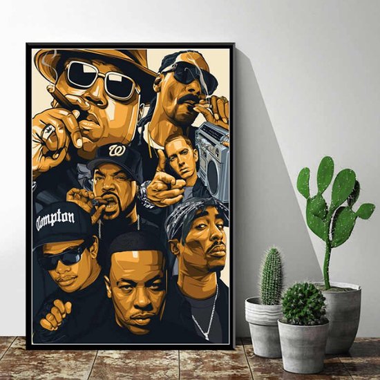 Allernieuwste.nl® Canvas Schilderij Hip Hop Legends 2PAC, Dr Dre