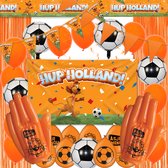 Oranje Versiering Feestpakket EK WK Slingers Ballonnen Oranje Vlaggetjes Loeki De Leeuw Voetbal Versiering - 45 Stuks