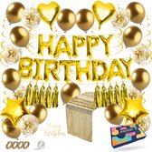 Fissaly 45 Stuks Gouden Verjaardag Decoratie Versiering met Ballonnen –Happy Birthday Party - Feestartikelen Goud – Feest - Helium
