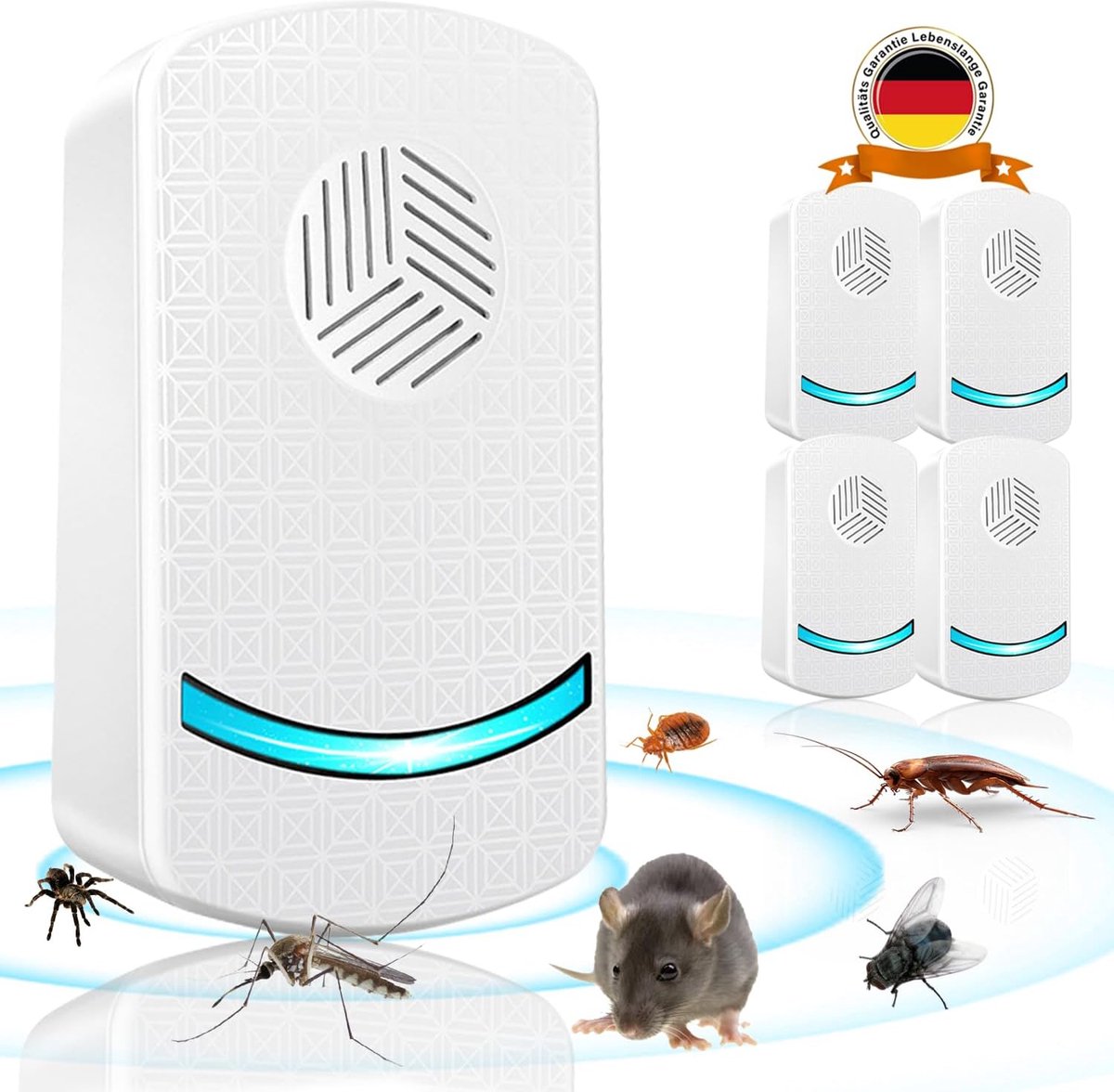 Répulsif Ultrason Souris Et Rats 4 Pack - Anti Rongeurs, Cafards, Araignées - Sûr Pour Animaux Domestiques
