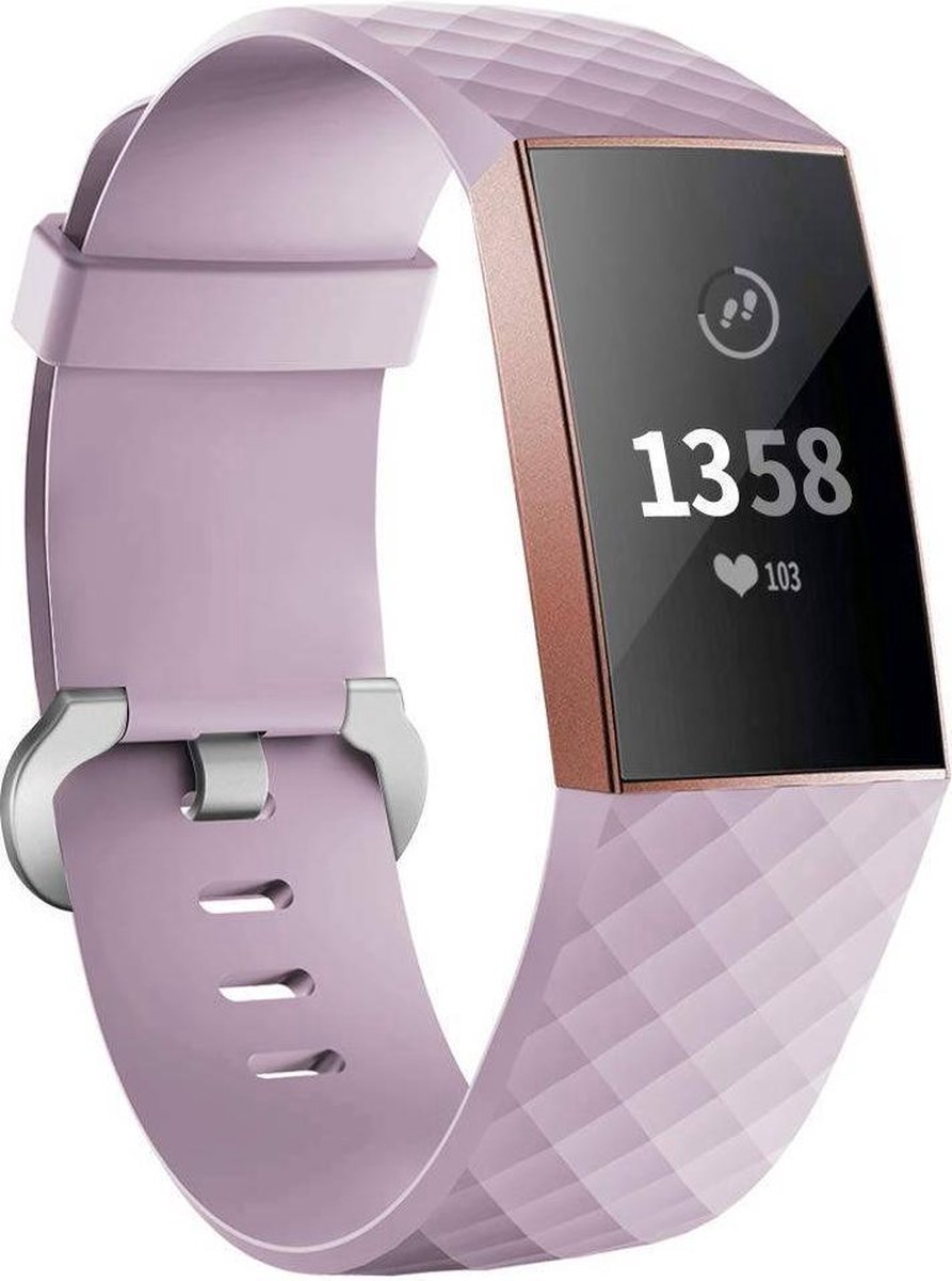 Jumada's - Horlogeband - Bandje geschikt voor Fitbit Charge 3 & 4 - Paars - 2 stuks - Maat M/L