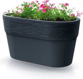 Prosperplast Plantenpot/bloempot Windsor - buiten/binnen - design kunststof - antraciet - L28 x B15 x H15 cm - Ovaal