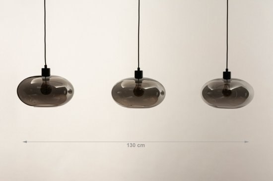 Lampe à Suspension Lumidora 31008 - 3 Lumières - E27 - Zwart - Grijs - Métal