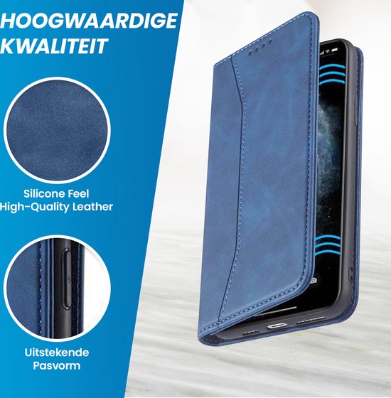 Étui Bookcase Samsung Galaxy S21 Plus - Magnétique - Cuir - Portefeuille - Étui livre - Portefeuille - Étui à rabat - Galaxy S21 Plus - Blauw