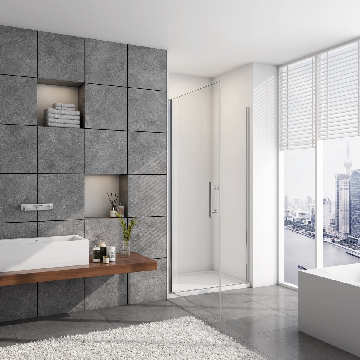 90x180cm douchedeur NANO EasyClean veiligheidsglas chroom