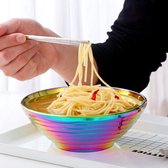 304 Roestvrij Staal Ramen Kommenset, Premium Antislip Soup Bowl, kommen voor Pasta Udon Aziatische Noedels, Multifunctionele Cereal Bowl (Regenboog - 2 schalen)