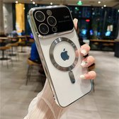 Luxe Beplating Hoesje - Camera Protector met groot raam - Compatibel met MagSafe Magnetisch Houders Geschikt voor: Apple iPhone 14 - zilver