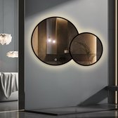 Miroir double LED rond avec cadre noir - 1030x700xmm