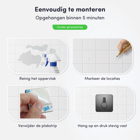 EAVY - Set de 4 Crochets porte-serviettes autocollants en acier inoxydable - Gunmetal