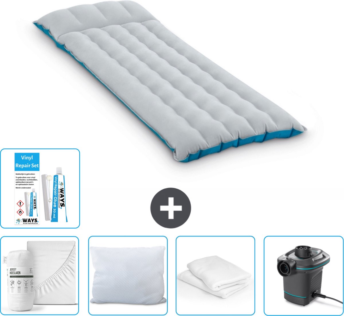 Intex Campingmat - 1-Persoons - 67 x 184 x 17 cm - Blauw - Inclusief Accessoires CB2
