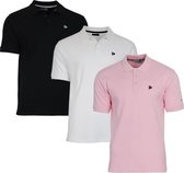 3-Pack Donnay Polo (549009) - Sportpolo - Heren - Black/White/Shadow pink (561) - maat XXL