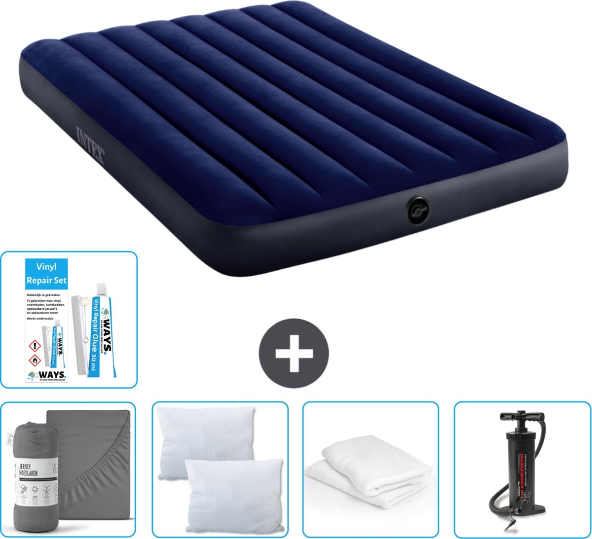 Intex Luchtbed - Twijfelaar - 137 x 191 x 25 cm - Blauw - Inclusief Accessoires CB9