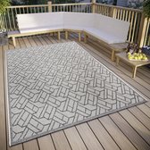 Flycarpets Eru Buitenkleed Beige / Grijs - Vloerkleed Buiten - Laagpolig Tuinkleed, Tuintapijt, Buitentapijt - 63x120 cm