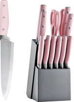 Ensemble de couteaux avec bloc - Ensembles de couteaux - Bloc de couteaux - Couteaux de chef - Set de Couteaux de cuisine - Acier inoxydable - Super Sharp - Rose